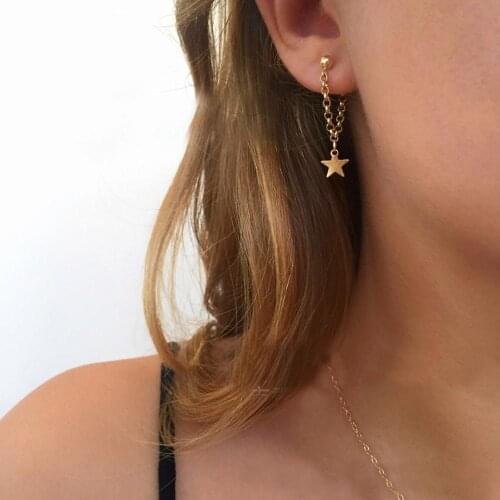 Cute Girl Gold Silver Color Star Long Earrings Women Statement Dangle Earrings For Wedding Oorbellen pendientes Party Jewelry