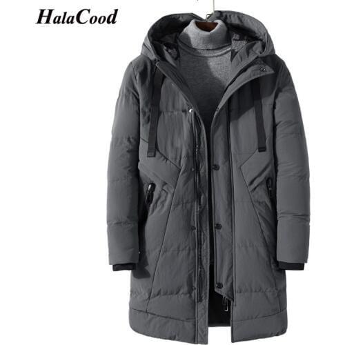 HALACOOD Men Winter Long Thick Parkas Jacket Outerwear Plus Size Male Fashion Casual Loose Warm Cotton Padded Coat Mens Overcoat
