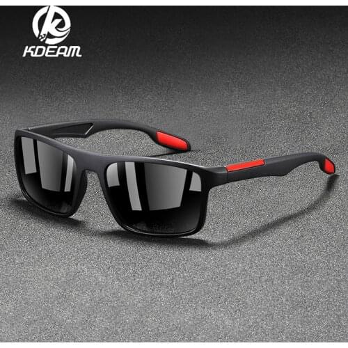 KDEAM Polarized Sunglasses for Men Square Mirror Driving UV400 Sun Glasses Mens Sports TR90 Ultralight Frame Male Gafas De Sol