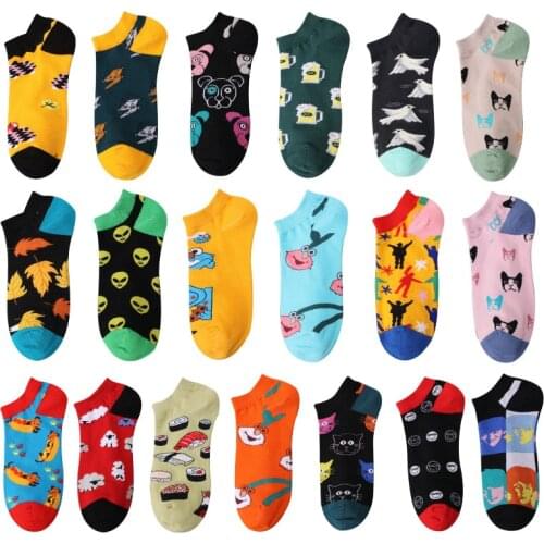 Mens and womens boat socks short tube cotton socks color matching spring, summer and autumn breathable boat socks wholesale