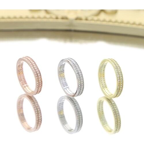 100% 925 sterling silver double raw cubic zirconia engagament band CZ eternity band ring for women bling 5A CZ wedding rings