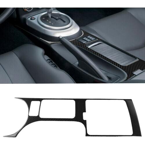Gear Shift Panel Cover Trim Carbon Fiber Fit For Nissan 350Z with Navigation System and AMT 2006 2007 2008 2009 LHD