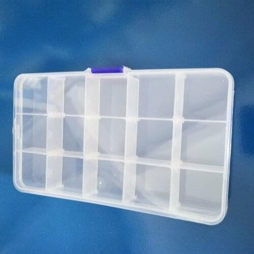 1PC 15 Slots Plastic Adjustable Jewelry Beads Storage Box Craft Organizer Case