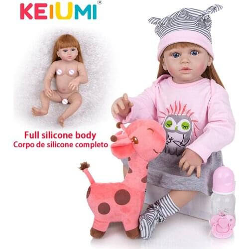 KEIUMI Full Body Silicone Girl Reborn Baby Dolls Cartoon 23 Inch Bebe Dolls Toy Gift For Child Birhtday XMAS Kids Playmate