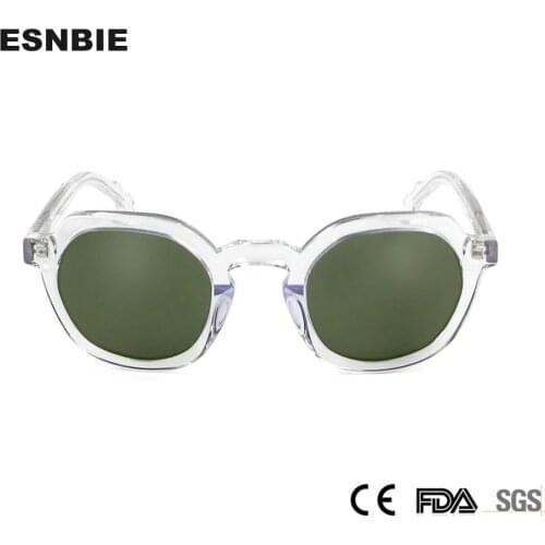 High Quality Vintage Sunglasses Men Classic Retro Brand Designer Transparent Acetate Round Sun Glasses For Women Lunette De Sol