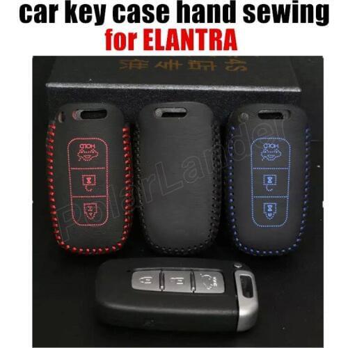 Only Red New style car key cover case fit for HYUDNAI ELANTRAnew genuine leather sewing by hand 100% auto parts wholesale