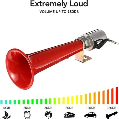 Universal Super Loud 12/24V 180db Air Horn Single Trumpet for Cars Boats Motorcycle Truck Auto Accessories