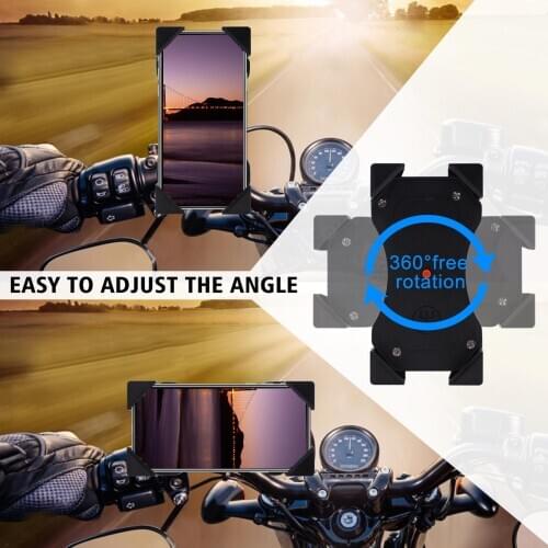 Universal 360-Degree Rotatable Motorcycles Bike Phone Holder Metal Waterproof With USB Charging Cable GPS Mount Bracket