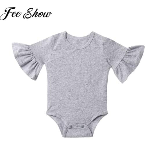 Spring Summer Newborn Baby Girl Rompers Baby Girl Ruffles Flare Sleeve Pure Color Rompers Baby Boy Girl Rompers Clothes
