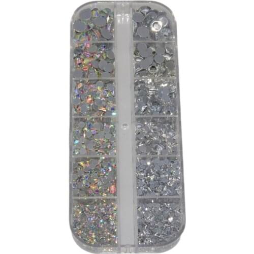 Top Quality 2400Pcs/Box Crystal AB Hot Fix Rhinestone Set Super Bright Iron on Hotfix Rhinestones for Fabric Garment Diy