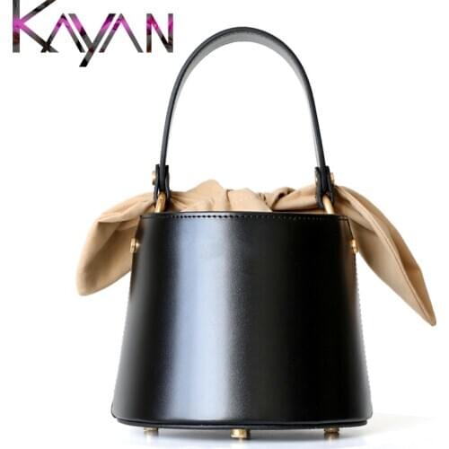 Brand Design Bucket Bag Real Leather Mini Bag 2019 Women Handbag Fashion Barrel Shoulder Bag Genuine Leather Crossbody Bag