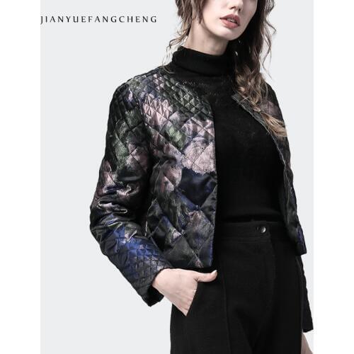 Women Winter Down Jacket Vintage Floral Printed White Duck Down Coat Warm Lightly Fashion Streetwear Short Tops Down Jackets