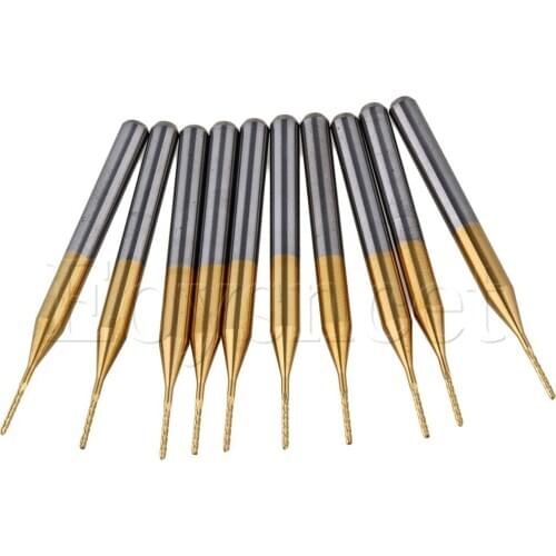 10pcs 3.175mm Coated Titanium Carbide Engraving End Mill Bits for Rotary Burrs