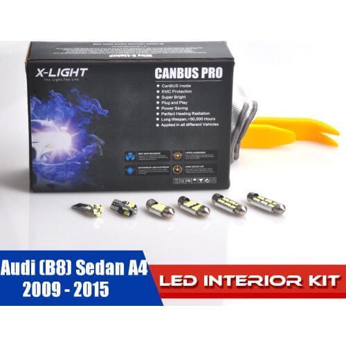 18pcs Error Free Xenon White Premium LED Interior Light Kit for Audi (B8) Sedan 2009 - 2015 A4 WITH Installation Tool
