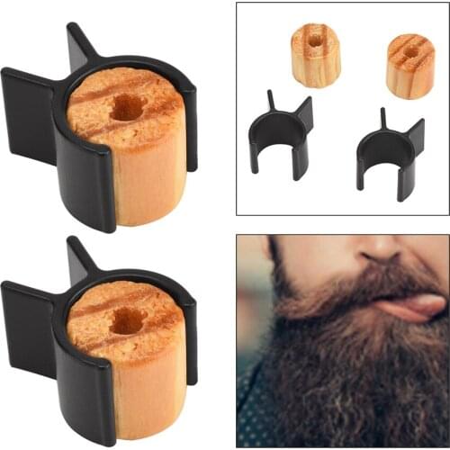 2pcs Men Beard Curling Shaping Tools Wooden Silicone Handle Mustache Curler Roller Trimming Tool Salon Accessories