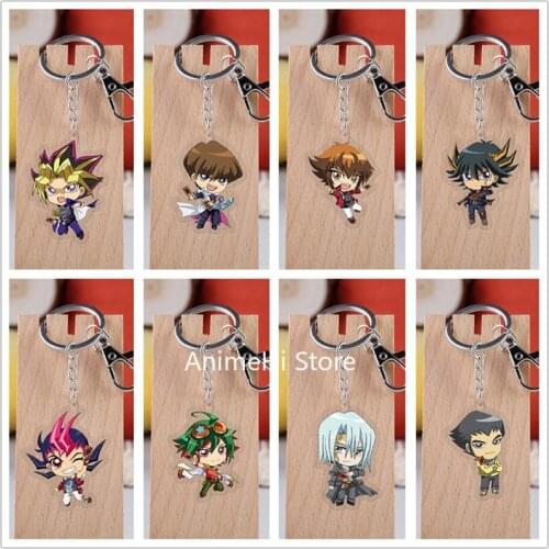 20 pcs/lot yu-gi-oh Acrylic Keychain Toy Duel Monsters Figure Yugi Muto Bag Pendant Key Ring Gifts