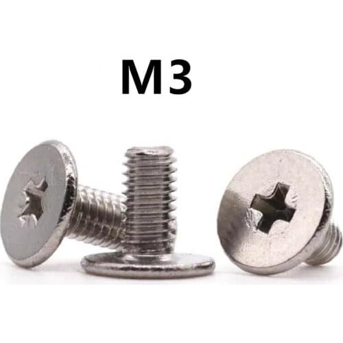 200PCS M3x3/4/5/6/10mm 304 Stainless Steel Cross Phillips Ultra Thin Super Low Flat Wafer Head Screw Bolt For Laptop Computer CM