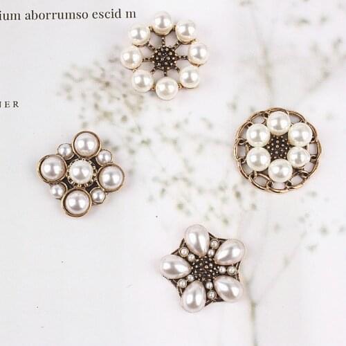 5pcs/lot Alloy Rhinestone Gold Pearls Small Hand Pendant Buttons Ornaments Jewelry Earrings Choker Hair DIY Jewelry Accessories