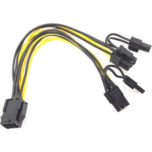 6 Pin PCI Express To Dual PCIE 8 (6+2) Pin Power Cable 20cm Motherboard VGA Graphics Card PCI-E GPU Power Data Cable Splitter
