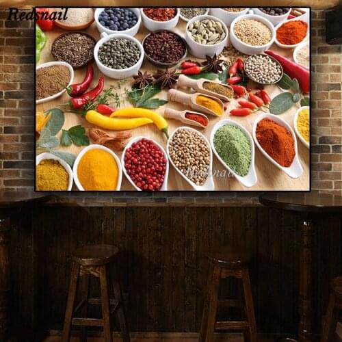 DIY Diamond painting cross-stitch 5D Full Drill mosaic Diamonds Embroidery Grains Spices Spoon Peppers Food kitchen decor EE877