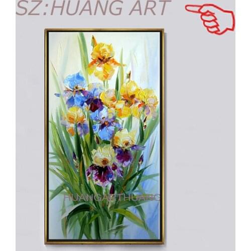 Handpainted Free Shipping Pictures High quality knife original new Flowers Oil Painting on Canvas Wall Stickers Home Decor