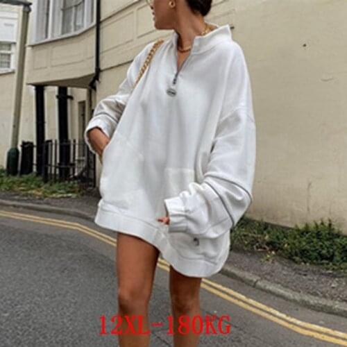 Large womens 12xl 180kg coat plus size 6xl 7XL 8xl 9xl 10xl spring and autumn long sleeve loose white hip hop Sweatshirt