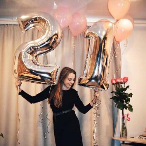 32 Inch Digital Aluminum Film Balloon Number Golden Silver Happy Birthday Party Decoration Wedding Party Supplies Decoration