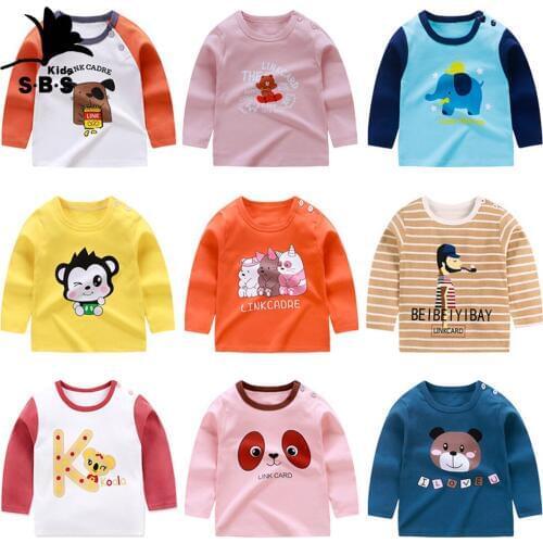 Childrens wear boys and girls 2019 spring and autumn long sleeves children T-shirt pure cotton baby T-shirt girls wear cartoon