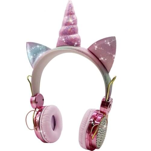 Girl Kid Unicorn Wireless Headphone For PC TV Laptop Bluetooth Transmit Cute Phone Music Helmet For online lessons gaming pc