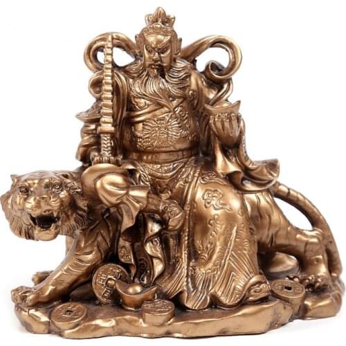 Riding a tiger Fortuna Buddha Sculpture Resin Domineering Home Feng Shui Decoration Modern Craft Auspicious Statue