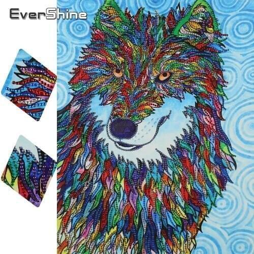 EverShine 5D DIY Special Shaped Diamond Painting Wolf Diamond Embroidery Sale Diamond Mosaic Animals Picture Of Rhinestones