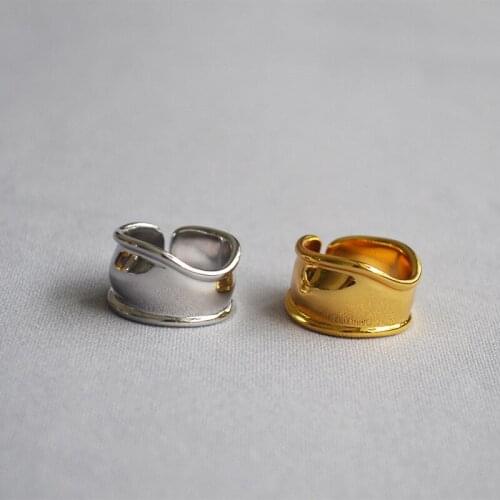 European and American original cold wind irregular smooth brass opening adjustable wide-plate ring index finger ring