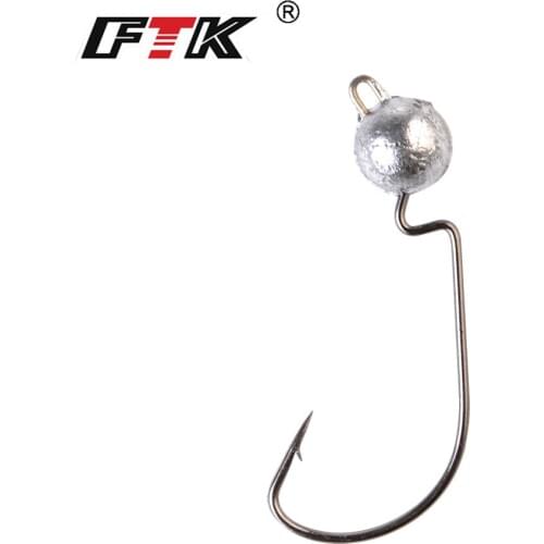 FTK Fishing Soft Worm Hooks 3.5g 5g 7g 10g Jig Lead Lure Hook High Carbon Steel Wide Super Lock Fishhooks Lure Softjerk Hooks