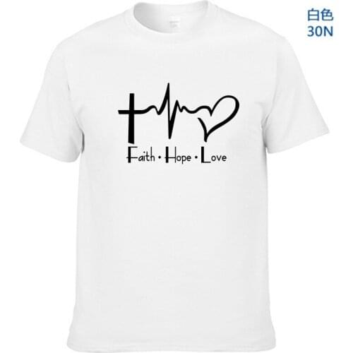 Men T-Shirt Summer Short Sleeve Faith Hope Love T Shirt O-Neck Casual gentlemen Tee Valentine TopsMen T-Shirt Summer Short Sleev