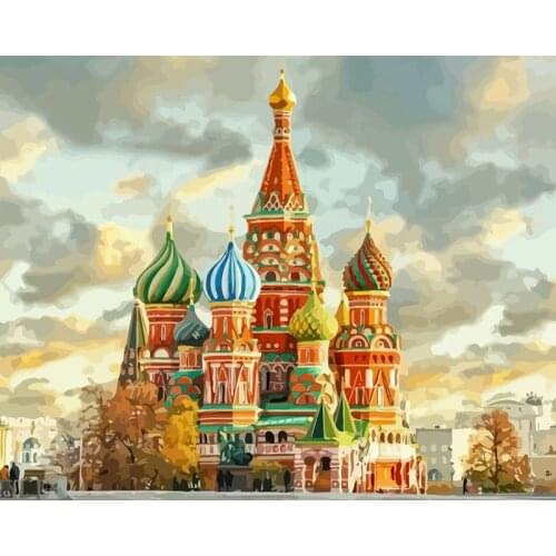 GATYZTORY Frame Diy Painting By Numbers Fairytale Castle Landscape Coloring By Numbers Diy Gift For Home Decors