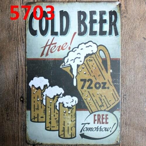 Cold Beer FreeTomorrow Plaque Metal Vintage Wall Pub Kitchen Restaurant Home Art Man Cave Decor Cuadros A-5703