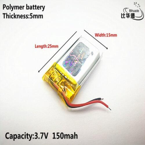 Liter energy battery Good Qulity 3.7V,150mAH,501525 Polymer lithium ion / Li-ion battery for TOY,POWER BANK,GPS,mp3,mp4