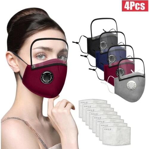 4pcs Adult Facemask With Detachable Eye Shield Bandana Scarf Dustproof Face Maskswashable And Reusable Halloween Mask Cosplay