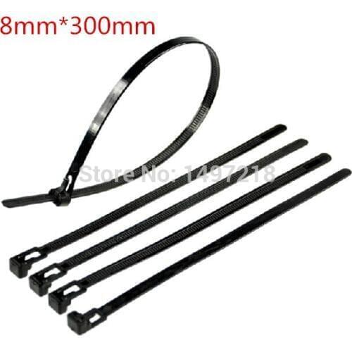 Freeshipping Multifunction 100 pcs/lot 8x300 mm Releasable Nylon Cable Tie Plastic Zip Ties Black White