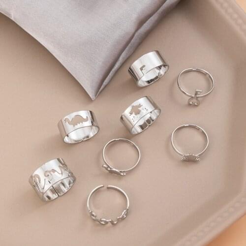 Punk Gold Love Frog Dinosaur Rings For Women Men Lover Friends Couple Rings Set Engagement Wedding Gift Open Ring 2021 Jewelry