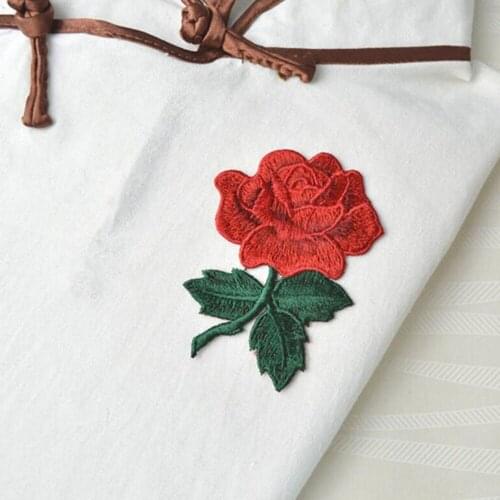 2019 Cute Colorful Rose Applique Flowers Patch Embroidered Sew on Clothes Bags Handmade DIY Craft Ornament Fabric Sticker