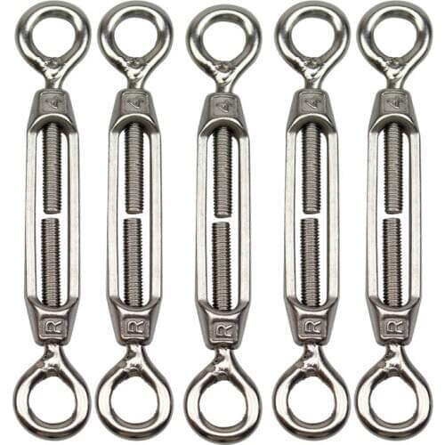 M4 Stainless Steel 304 Eye & Eye Turnbuckle Wire Rope Tension (5Pcs)