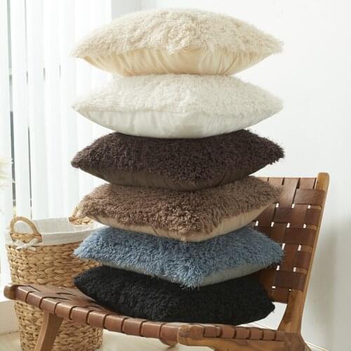 Winter Faux Sheep Fur Pillow Cover White Blue Home Decor Plush Cushion Cover Flocked Pillow Case Sofa Cushions 43x43cm/30x50cm