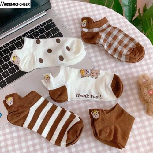 Women Soft Fashionable Cute Animal bear Cartoon Cotton Japanese Korean Socks Christmas Kawaii Bear Sailor Harajuku Ankle Socks
