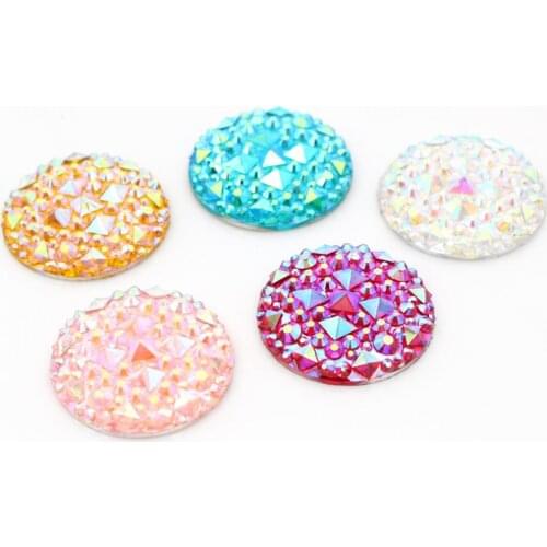 New Fashion 10pcs 25mm Mixed Color Flat Back Resin Cabochons Cameo G4-14