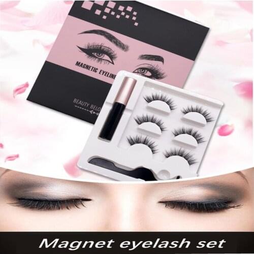 New 3 pairs Magnetic Eyelashes Eyeliner Eyelash Curler Set 5 Magnet Natural Long Magnetic False Eyelashes With Magnetic Eyeliner