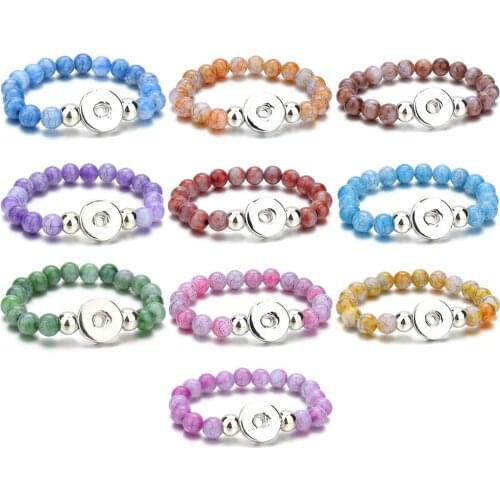 New Snap Jewelry Beaded Snap Button Bracelet Fit 18mm Snap Buttons Jewelry DIY Handmade Beads Bracelet for Women