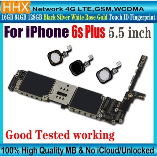 Original Replace For iPhone 6S Plus Motherboard With Chips No iCloud Unlocked Logic Board Pink Gold black16G 64G 128GB mainboard