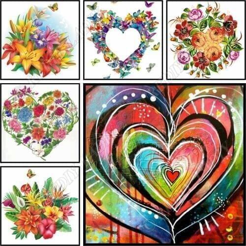 Full Square / Round Diamond Painting Flowers & Love 5D Diamond Embroidery Crystal Mosaic Pattern Rhinestones Cross Stitch Crafts