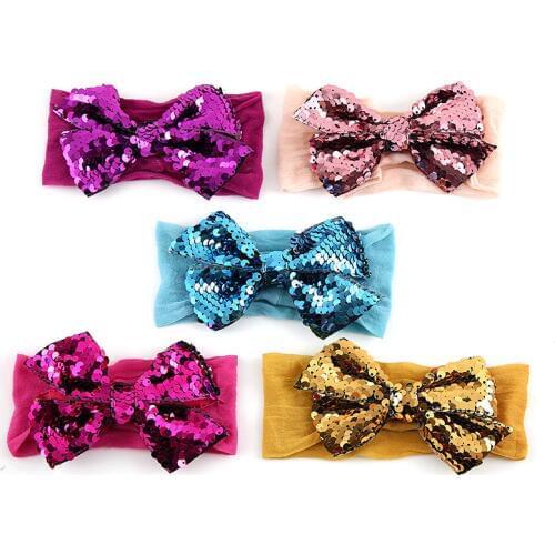 New Bow Headband Fashion Sequin Hair Bands For Girls European And American Autumn And Winter Models Hair Accessories